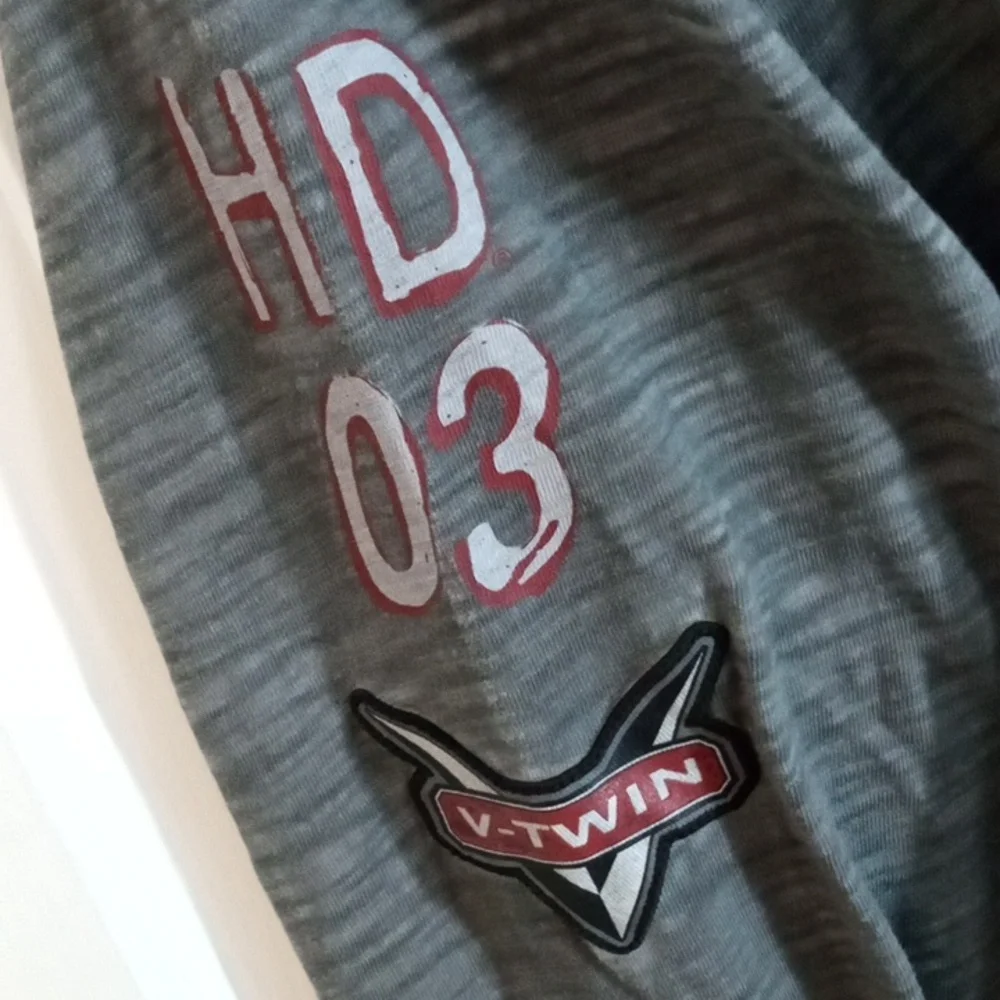 Harley-Davidson Gray Long Sleeve Henley Men's Large